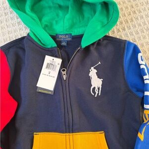 Polo by Ralph Lauren Kids Colorblock Zip Hoodie - Navy/Green/Red/Blue/Yellow NWT